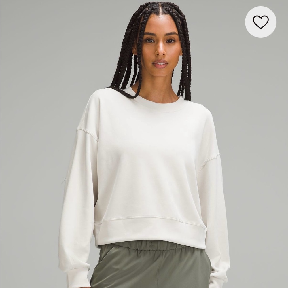 Lululemon Softstreme Perfectly Oversized Cropped Crew White Opal Size 12